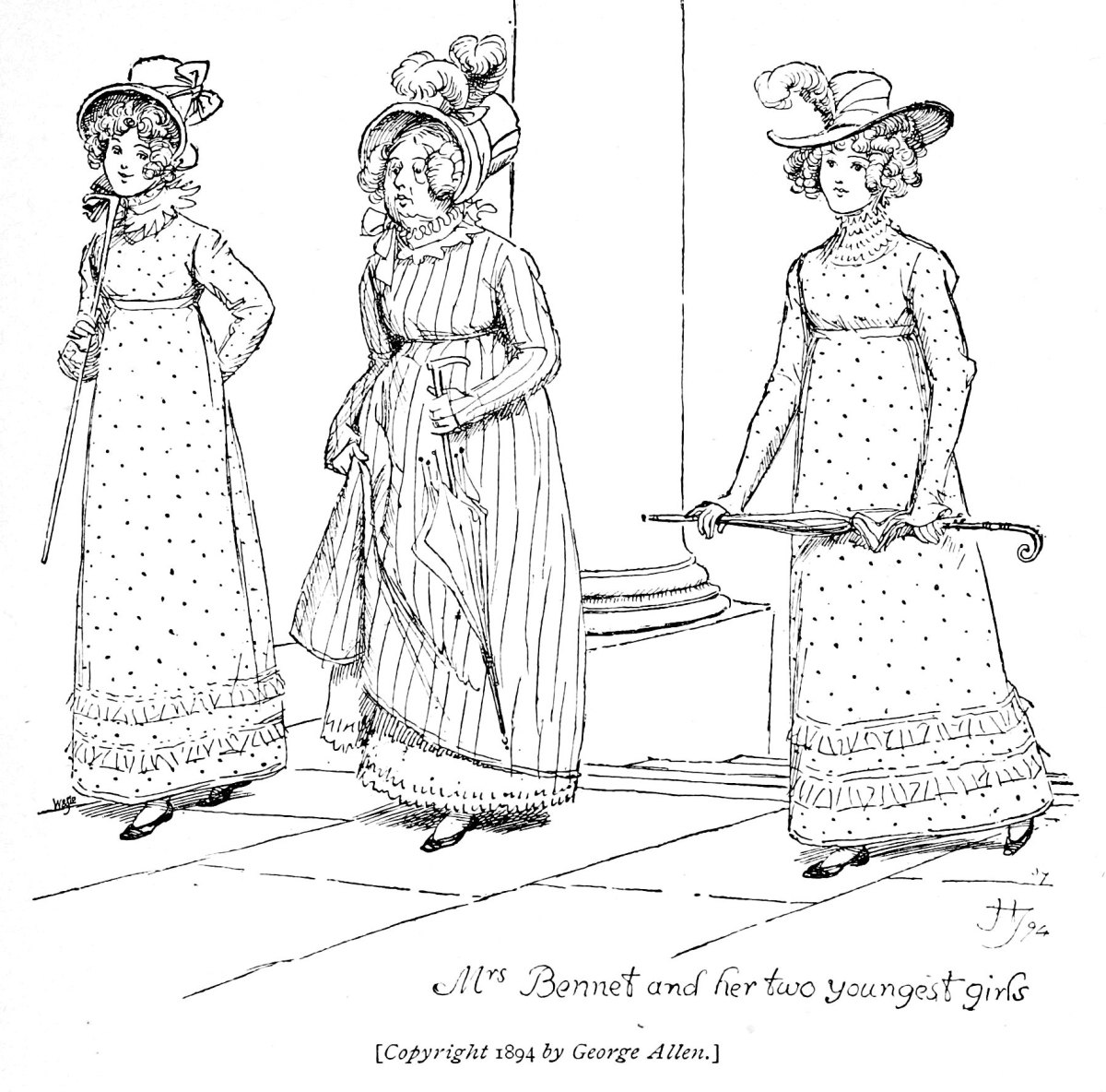 Mrs Bennet and her two youngest girls.