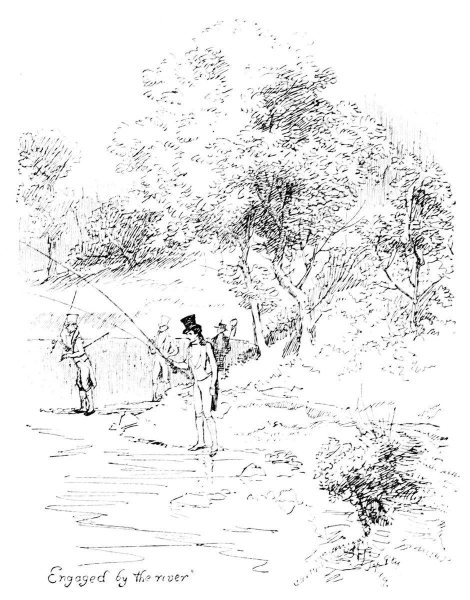 “Engaged by the river.”